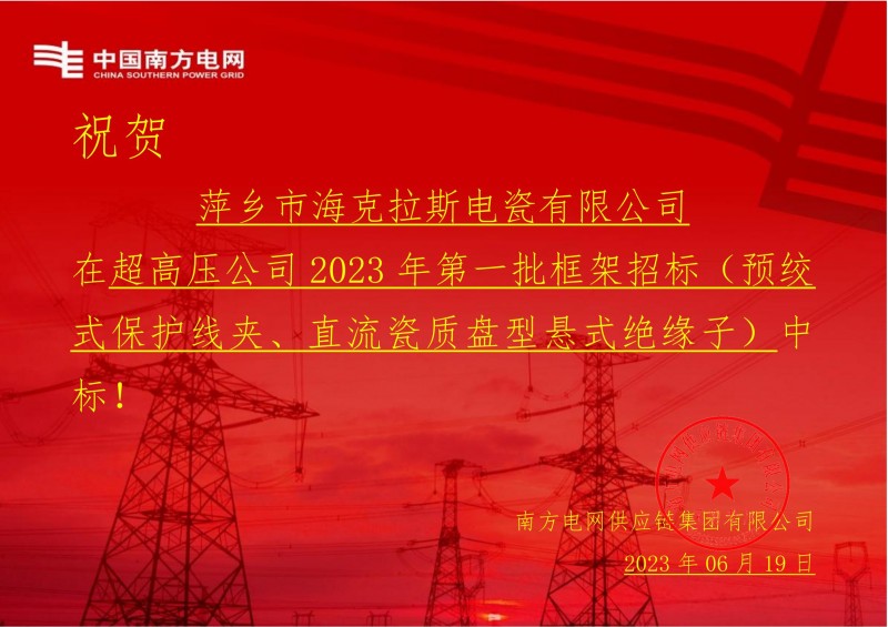 ?？死怪袠酥袊戏诫娋W有限責任公司超高壓公司2023年第一批框架招標（直流瓷質盤型懸式絕緣子）